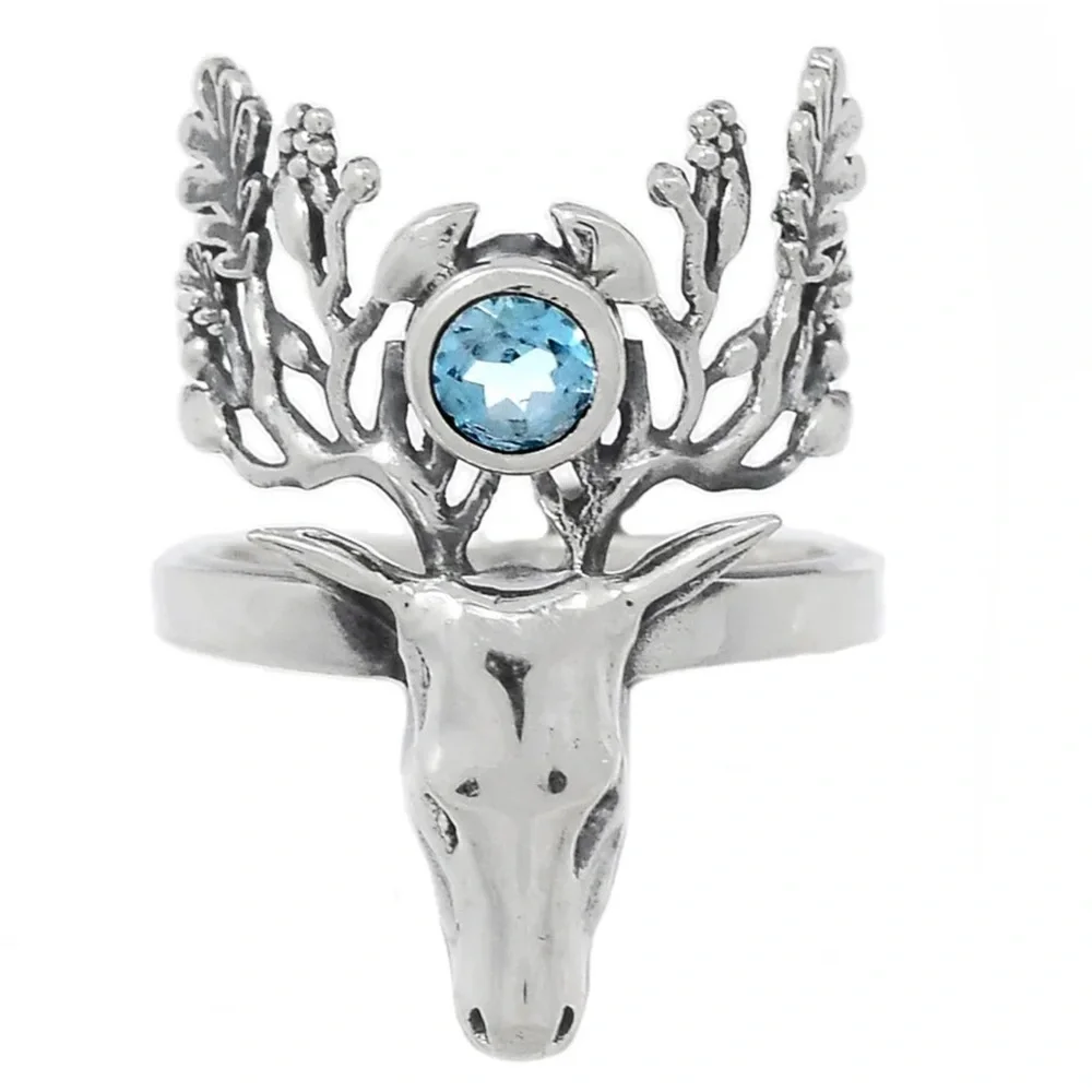 Earth Deer Sterling Silver rings with natural gemstones